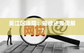 吴江区法院：催收还是调解？