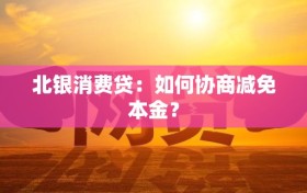 北银消费贷：如何协商减免本金？