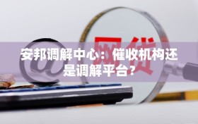 安邦调解中心：催收机构还是调解平台？