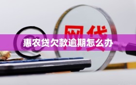 惠农贷欠款逾期怎么办