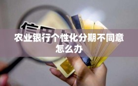 农业银行个性化分期不同意怎么办