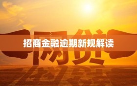 招商金融逾期新规解读