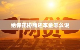 给你花协商还本金怎么说