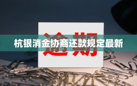 杭银消金协商还款规定最新