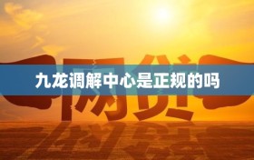 九龙调解中心是正规的吗
