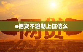 e招贷不逾期上征信么