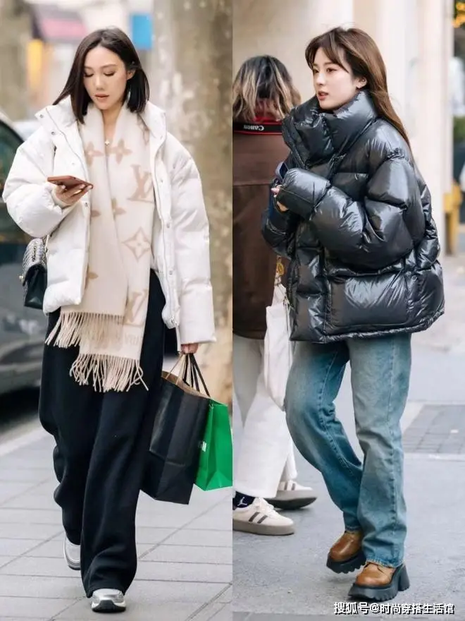 灰色阔腿裤欧美街拍_杨幂阔腿裤街拍图片_