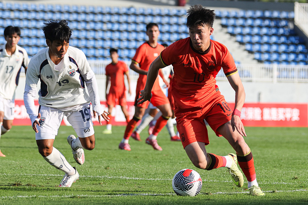 同日稍早时候，国足U22踢平泰国队