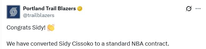开拓者官宣一签一裁！西索科转正获两年合同 吕佩尔为他腾出名额_开拓者官宣一签一裁！西索科转正获两年合同 吕佩尔为他腾出名额_