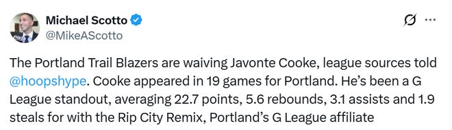 开拓者官宣下放杨瀚森!与扬布拉德签下双向合同 将裁掉库克_开拓者官宣下放杨瀚森!与扬布拉德签下双向合同 将裁掉库克_